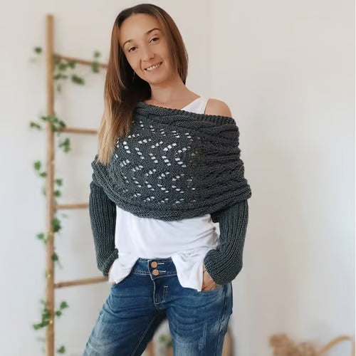 Zizle ™ | Veelzijdige gebreide cape met mouwen – elegant en comfortabel